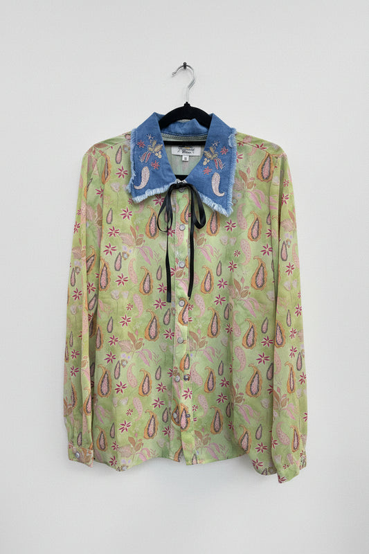 Lime Paisley Pearl Snap