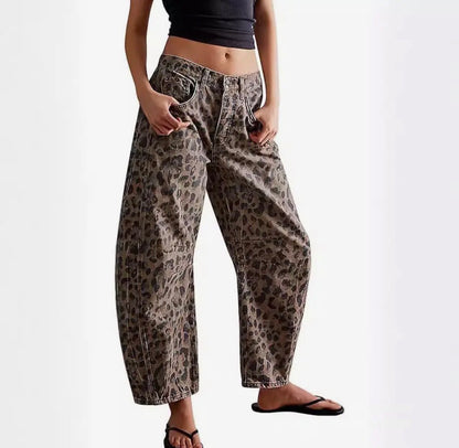 StyleWest Leopard Barrel Jeans