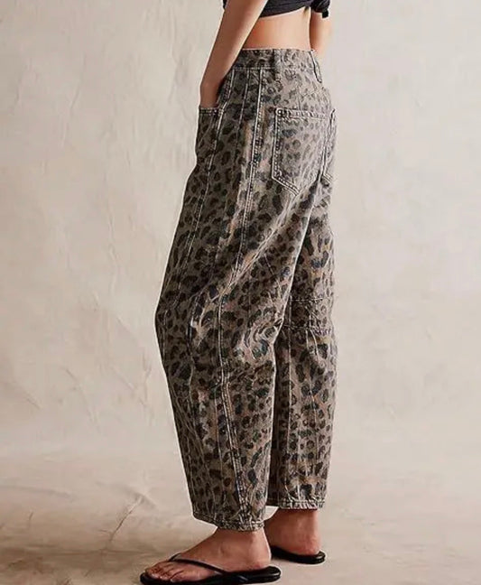 StyleWest Leopard Barrel Jeans