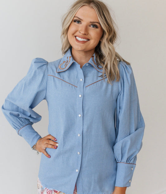 The Texas Blue Boon Blouse