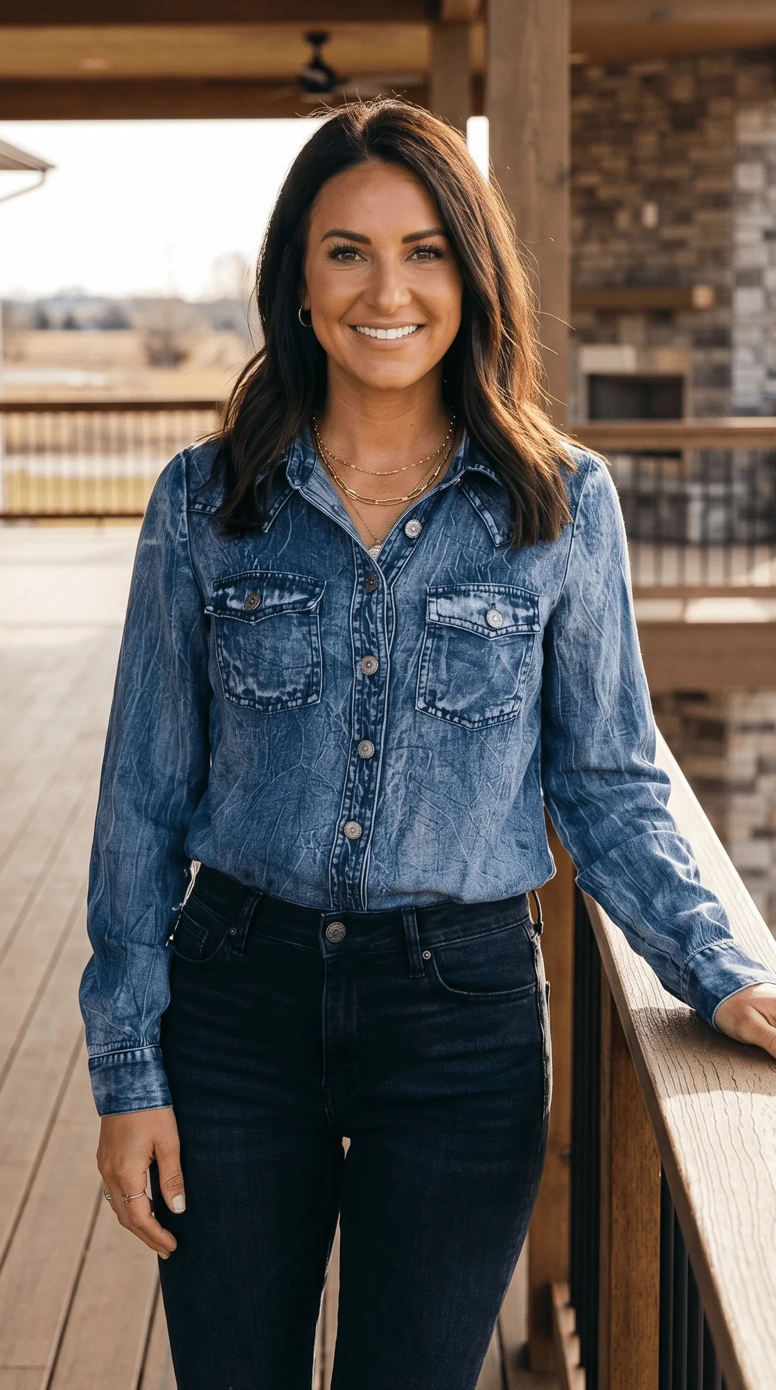 Denim Concho Down Shirt