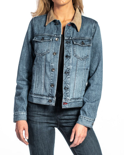 Denim & Taupe Suede Jacket (Indigo Stone) Navy Stitch