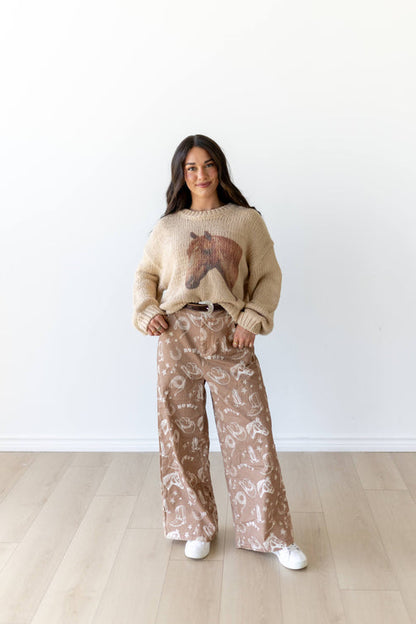 Horse head Cream Knit Jumper