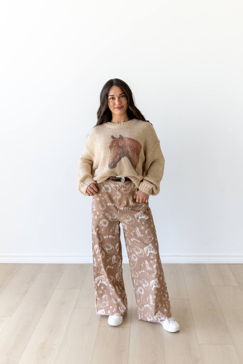 Horse head Cream Knit Jumper