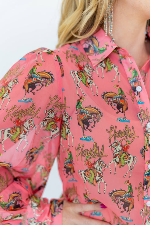 Pink Howdy Chiffon Blouse