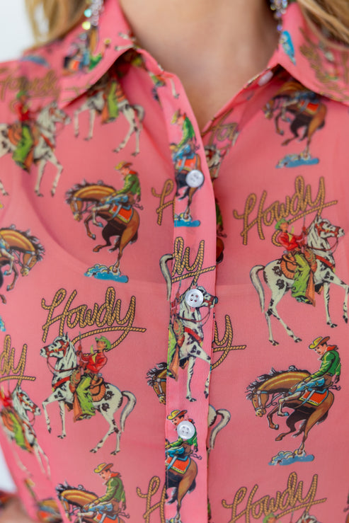 Pink Howdy Chiffon Blouse