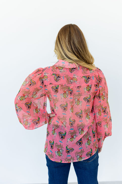 Pink Howdy Chiffon Blouse