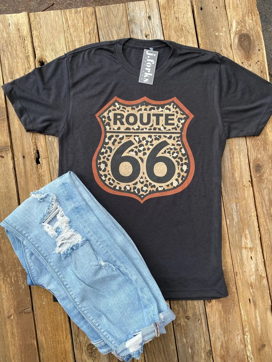 J.Forks Leopard Route 66 Tee