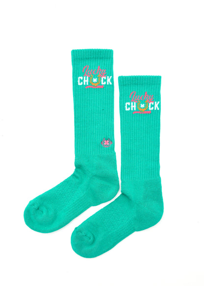 Lucky Chuck Logo Teal Performance Socks