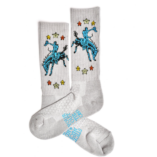 Lucky Chuck Love Live Grey Western Cowboy Performance Socks