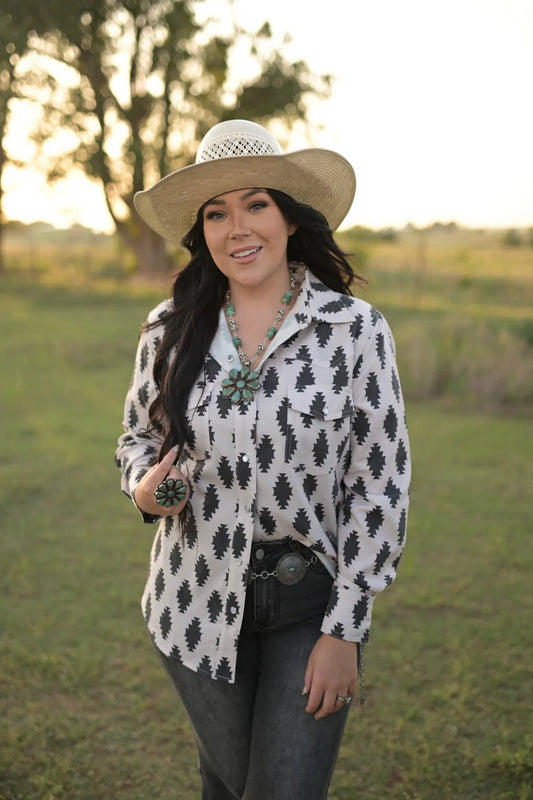 Black Diamond Long Sleeve Blouse