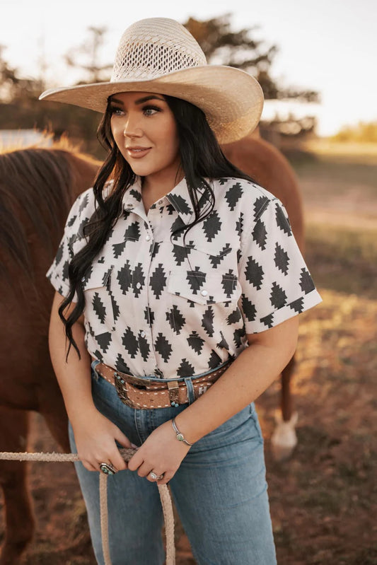 Black Diamond Short Sleeve Blouse