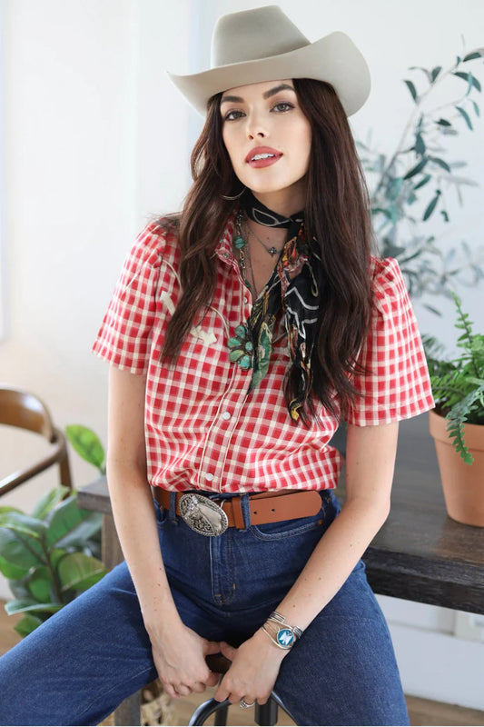 Red Gingham Short Sleeve