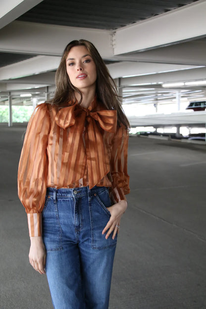 Rust Bow Blouse