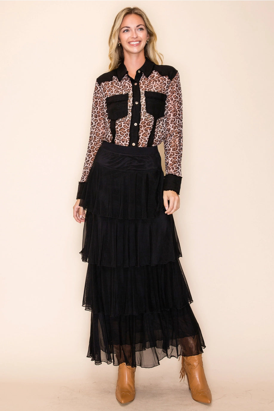 Tiered Maxi - mesh skirt