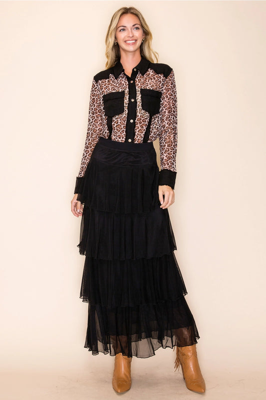 Tiered Maxi - mesh skirt