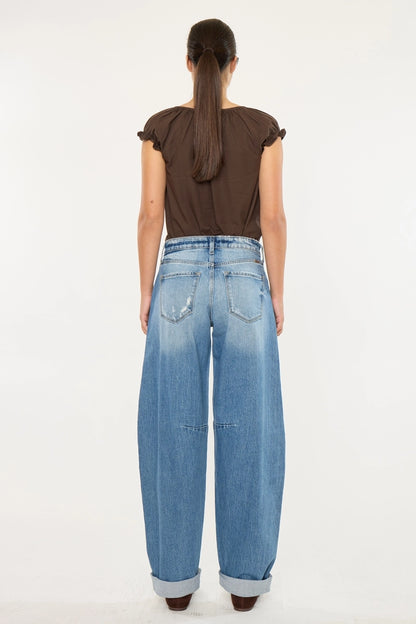 StyleWest Mid Wash Barrel Jeans