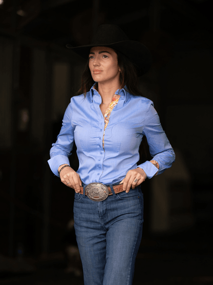 Frank & Rio Western Shirts Blue Chambray/Butterfly