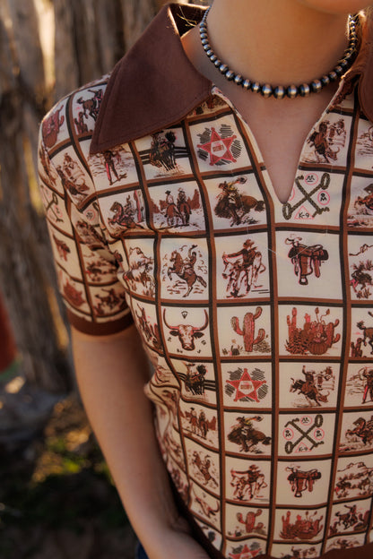 Brown Western Square Polo