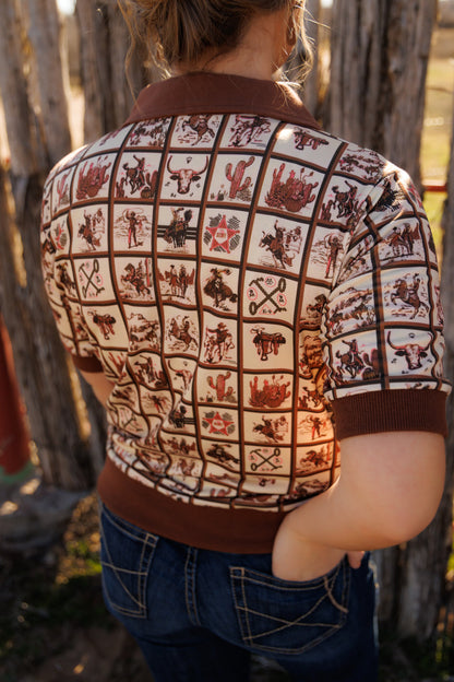 Brown Western Square Polo