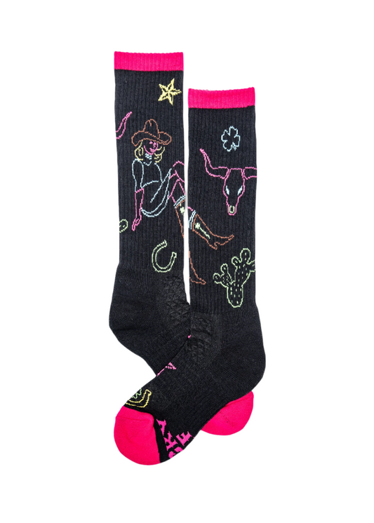Lucky Chuck Neon Cowgirl Performance Socks