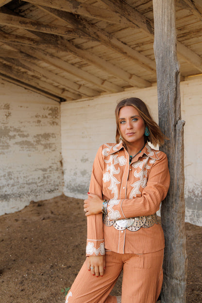 Applique Apricot Long Sleeve